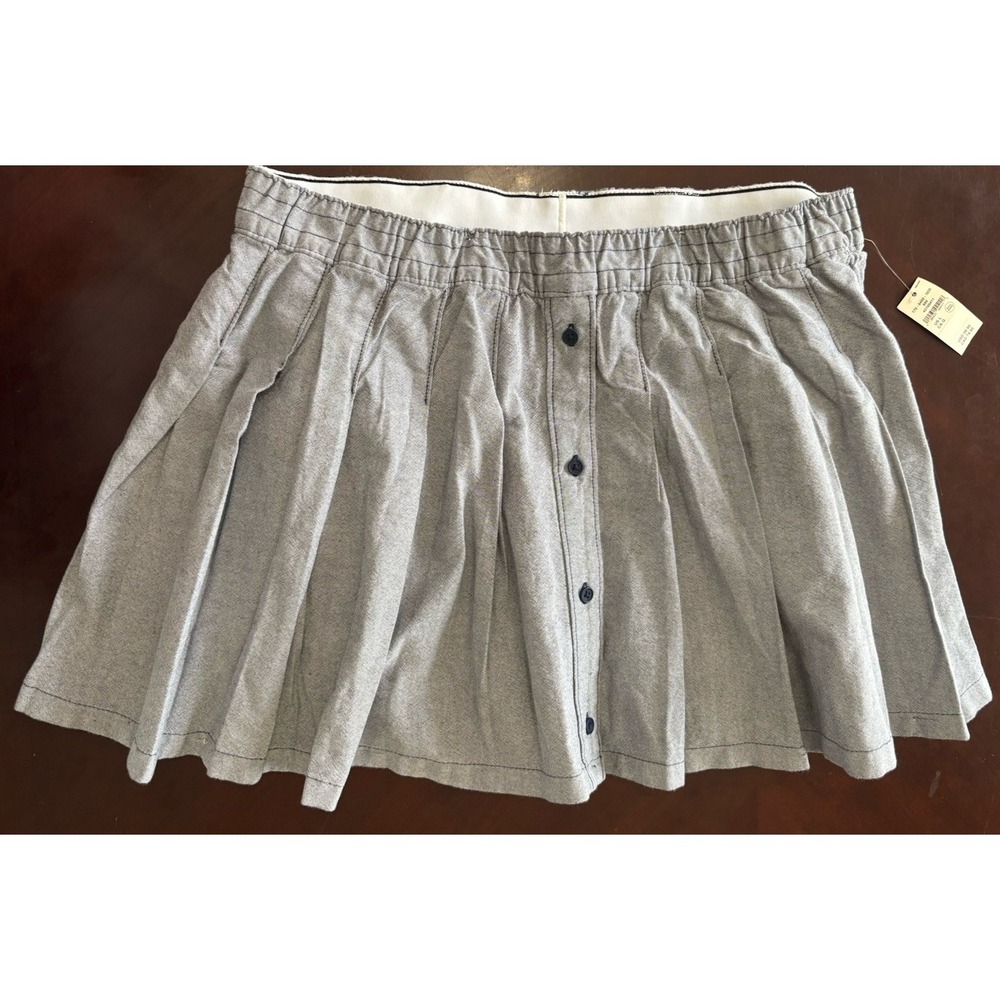 NWT Offline by Aerie Gray Pleated Mini Skirt Skort Womens Large Button Front